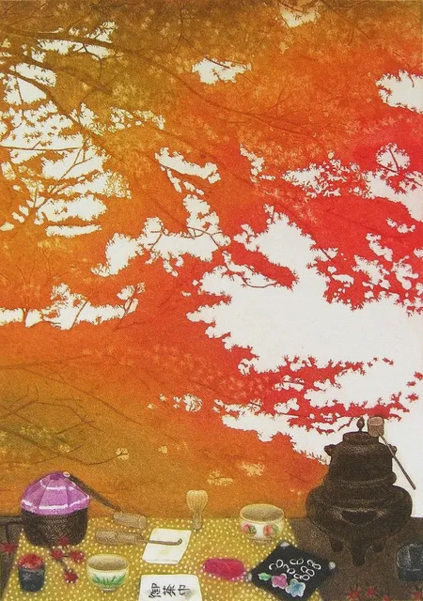The Autumn Tea Ceremony by Emiko Aida, original printmaking