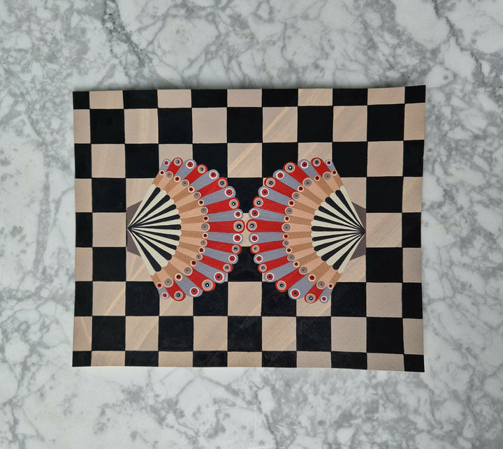 Introverted Duo on checkerboard 3 by Larissa Virdee, original artwork