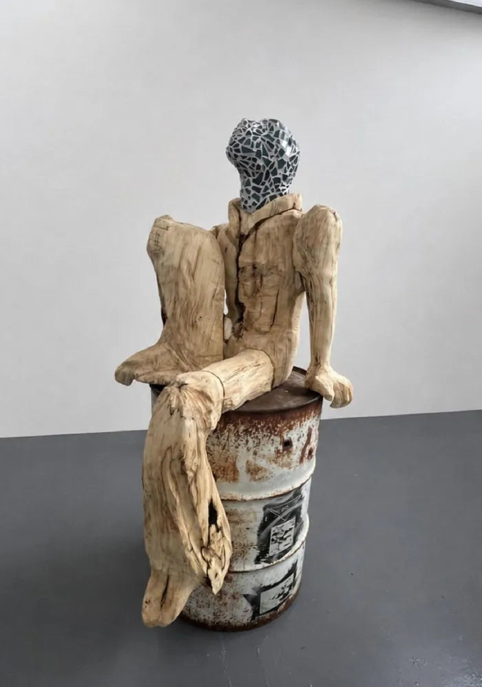 Figure On Oil Drum, Henry Stables