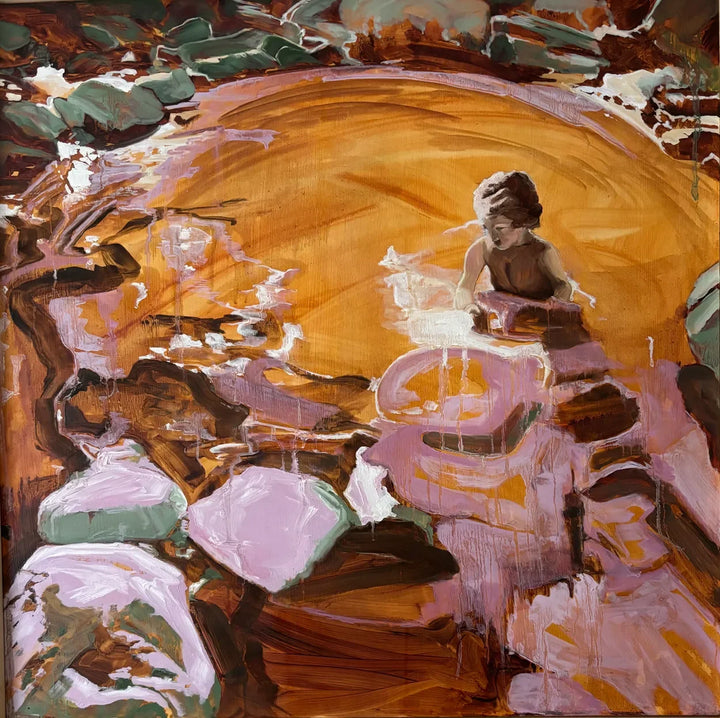 Between Water and Me - Orange by Helen Latham, original painting