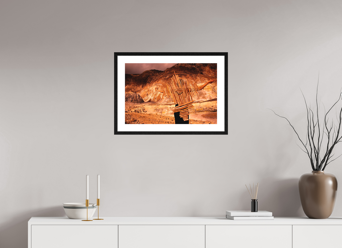 60 x 40 cm, FUJI FRAMED BLACK OAK The analogue impre∿ssion of a duende.