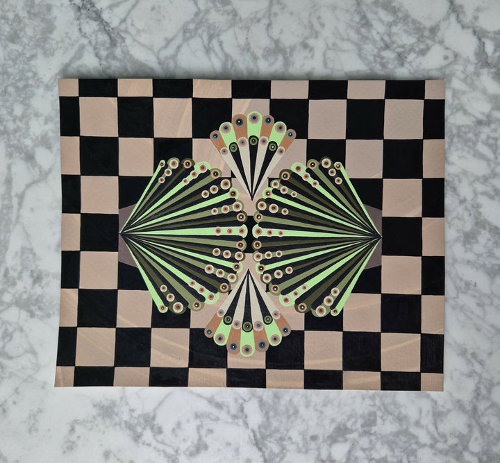 Introverted Duo on checkerboard 4 by Larissa Virdee, original artwork
