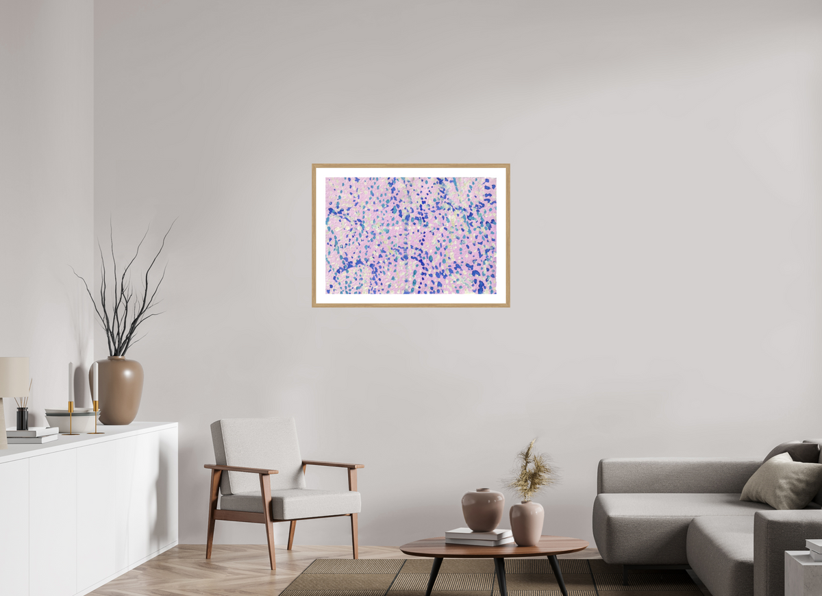 87.4 x 60 cm, PIGMENT FRAMED NATURAL OAK Rush Scene II