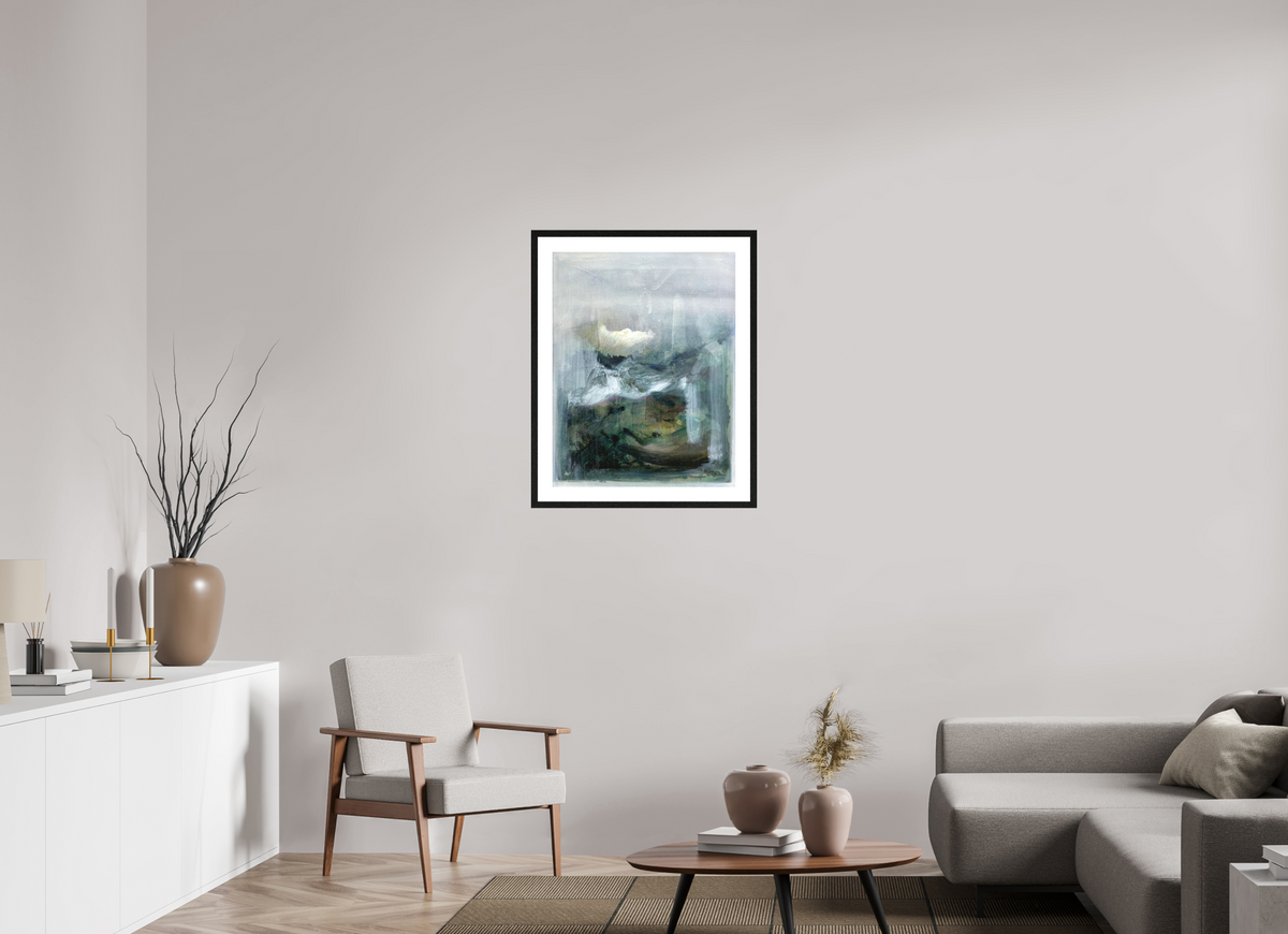 60 x 76.8 cm, PIGMENT FRAMED BLACK OAK Fog in Switzerland