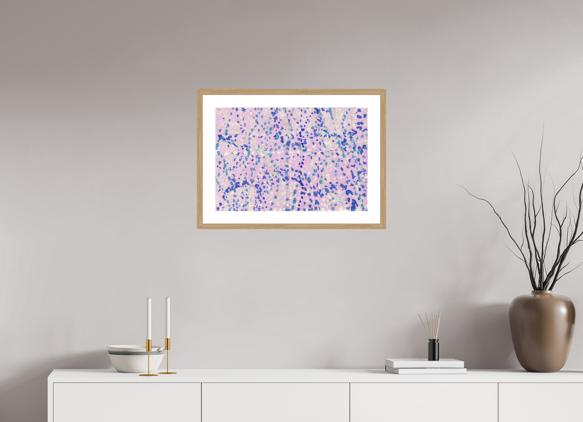 58.2 x 40 cm, PIGMENT FRAMED NATURAL OAK Rush Scene II