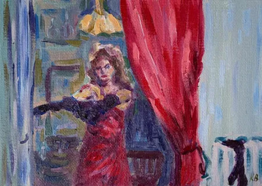 Cold Nights, Tights and Kitchen Lights by Katherine Benson, original painting