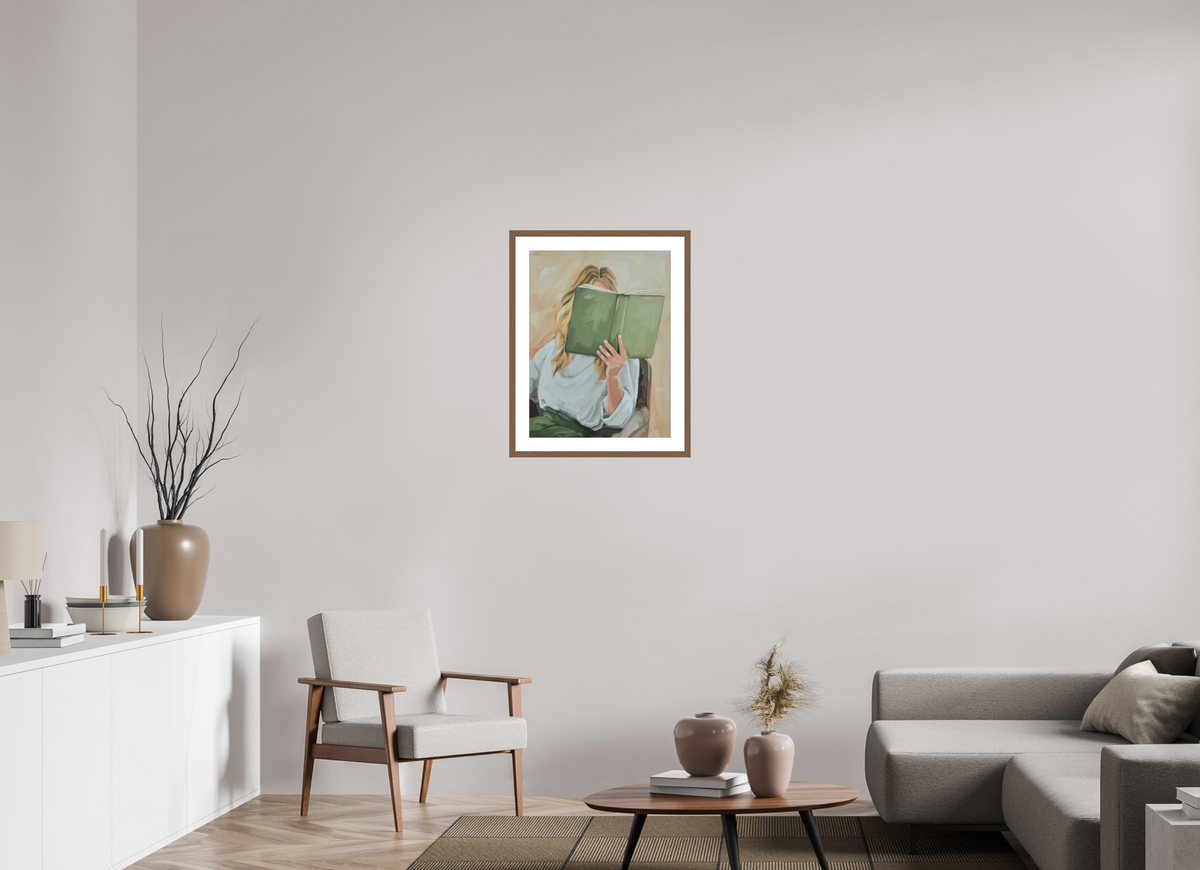 50 x 65.8 cm, PIGMENT FRAMED WALNUT Time to Read