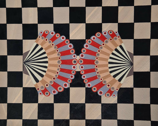 Introverted Duo on checkerboard 3 by Larissa Virdee, original artwork
