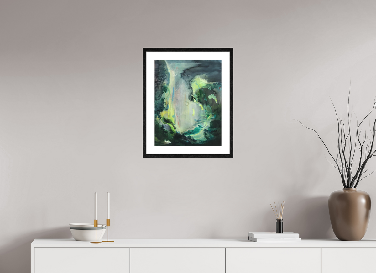 40 x 51.2 cm, PIGMENT FRAMED BLACK OAK Rhythm (After Hokusai)