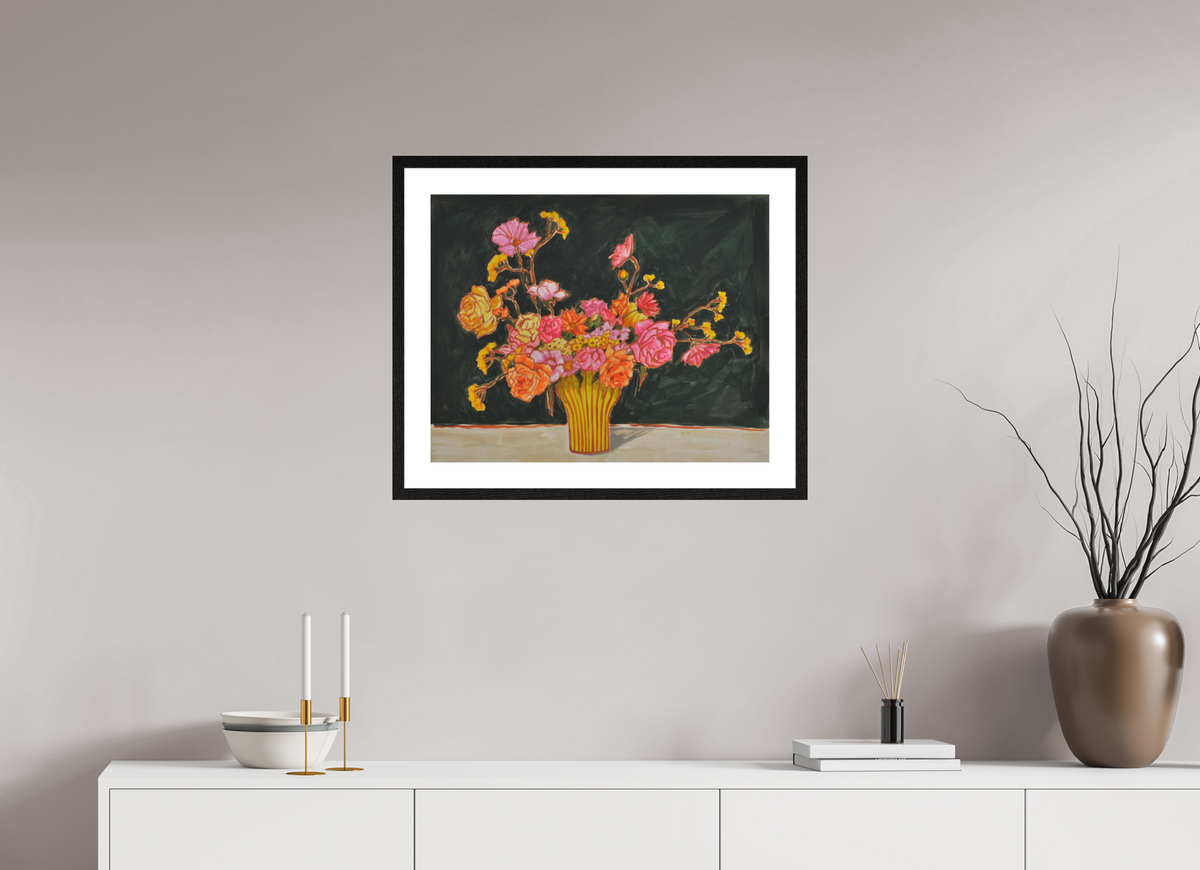 62.9 x 50 cm, PIGMENT FRAMED BLACK OAK Stripy Vase