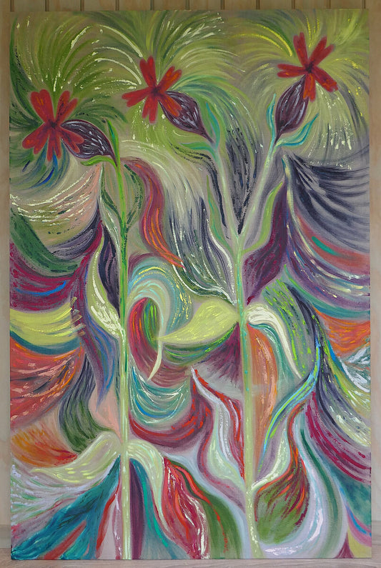 Spring Awakening (Red Campion) by Sian Egan, original painting