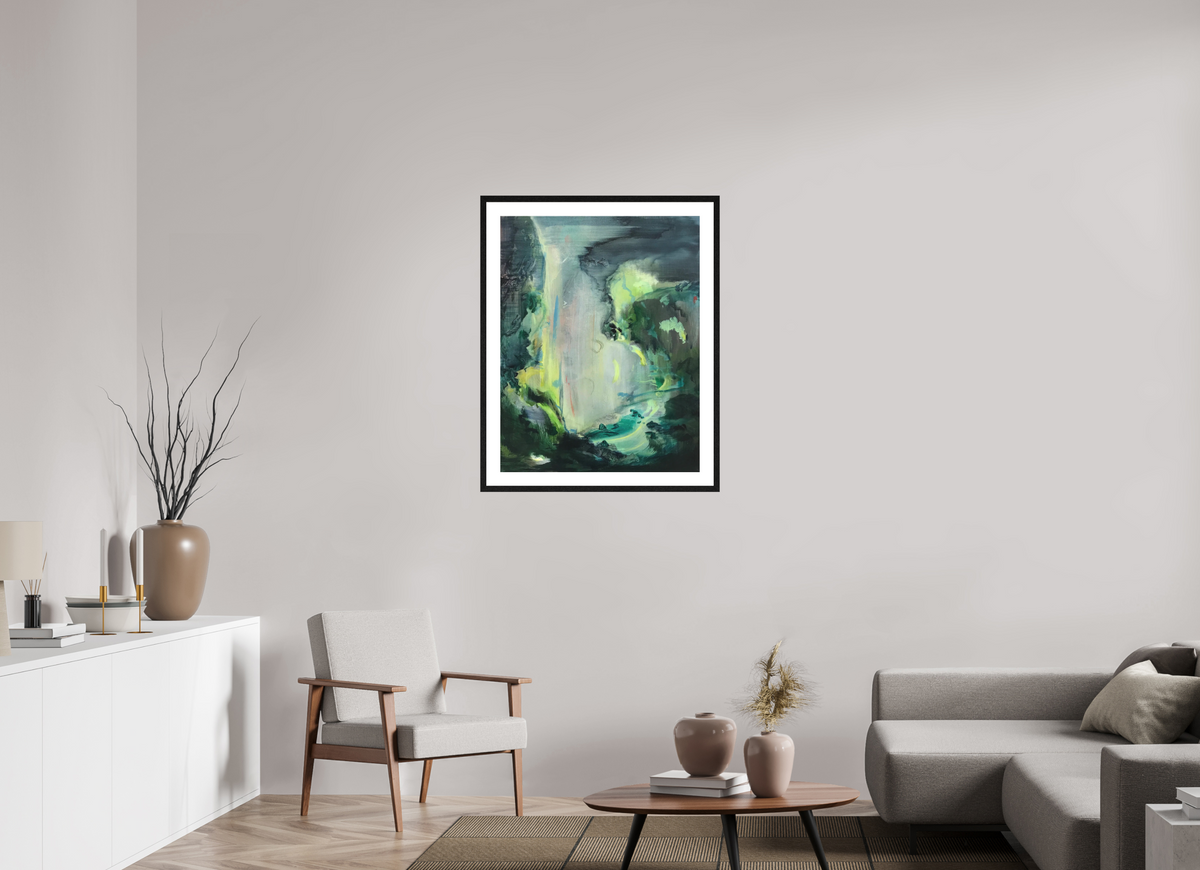 70 x 89.7 cm, PIGMENT FRAMED BLACK OAK Rhythm (After Hokusai)
