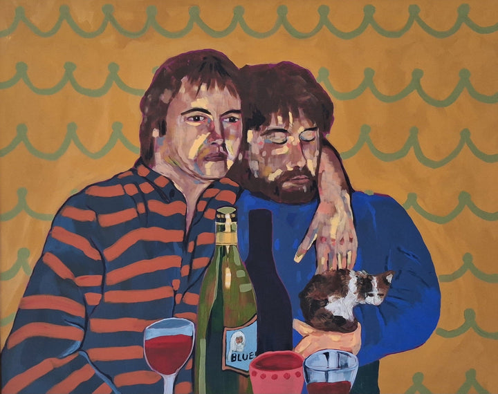Nothing a Bottle of Blue Nun and a Kitten Can't Solve by Natalie Chapman, original painting