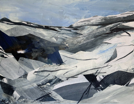 Monochrome Landscape, Over Bishopdale by Arlene Sharp, original artwork