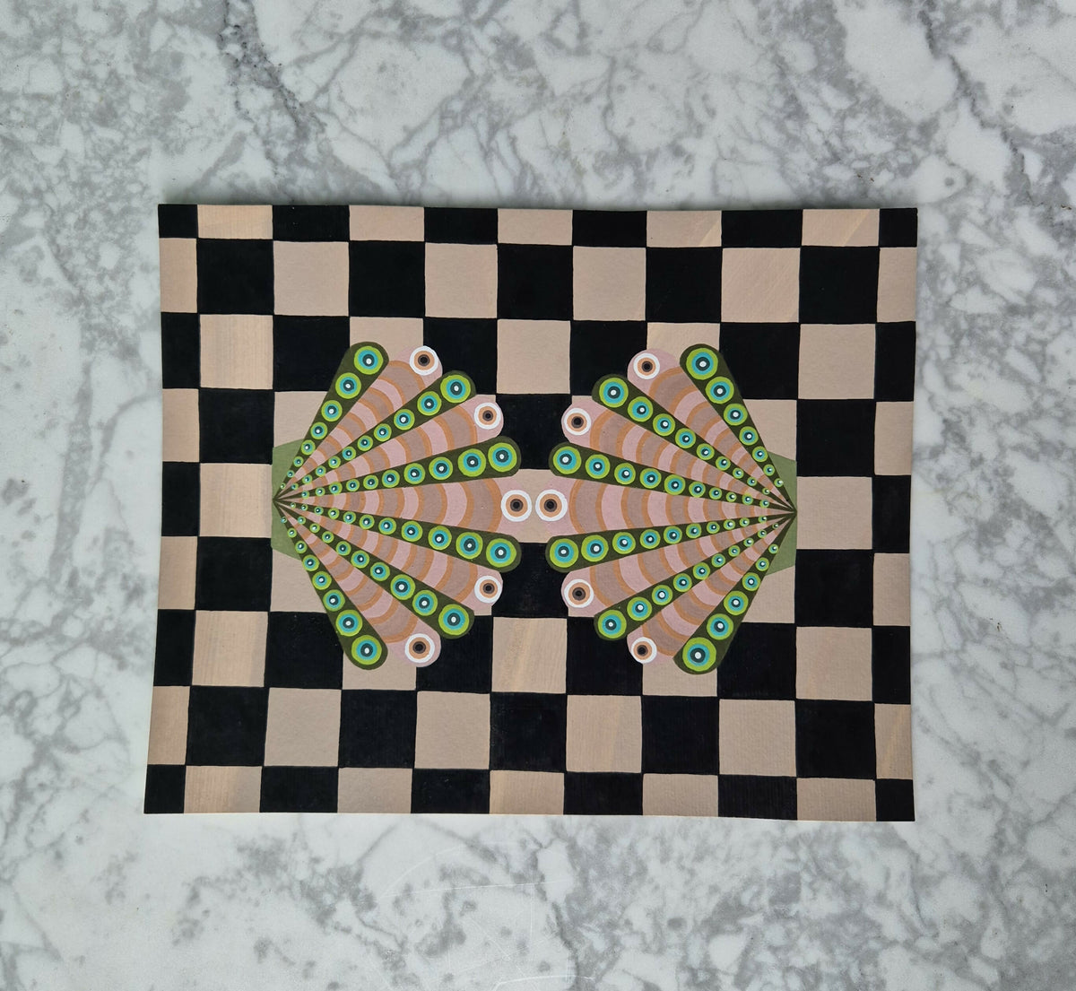 Introverted Duo on Checkerboard 2 by Larissa Virdee, original artwork