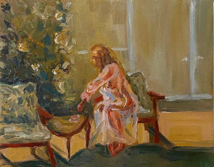 A Rich Housewife Has Tea in Her Conservatory by Katherine Benson