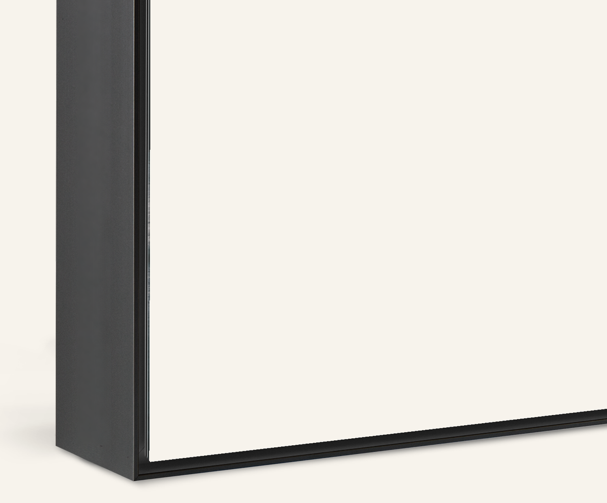 Frame: Direct print on brushed gold aluminium, black aluminium ArtBox frame