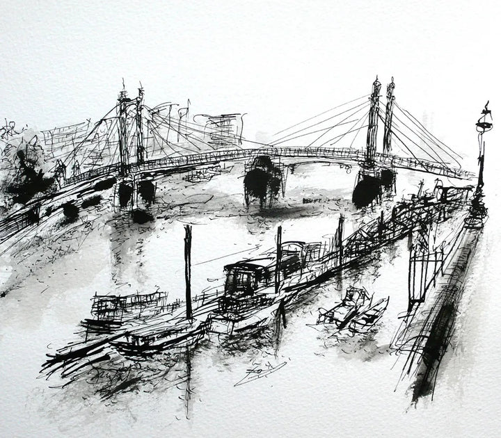 London Drawing 23 (Albert Bridge - Cadogan Pier) by Stephen Todd