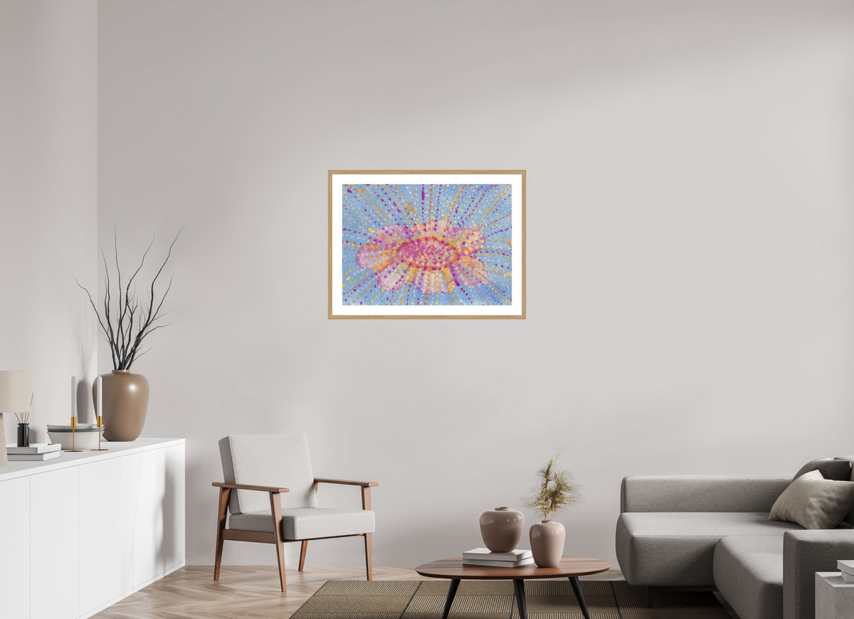 83.5 x 60 cm, PIGMENT FRAMED NATURAL OAK Support Scene I