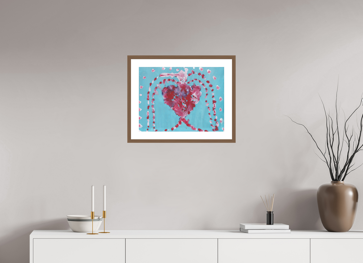 52.5 x 40 cm, PIGMENT FRAMED WALNUT Love Scene