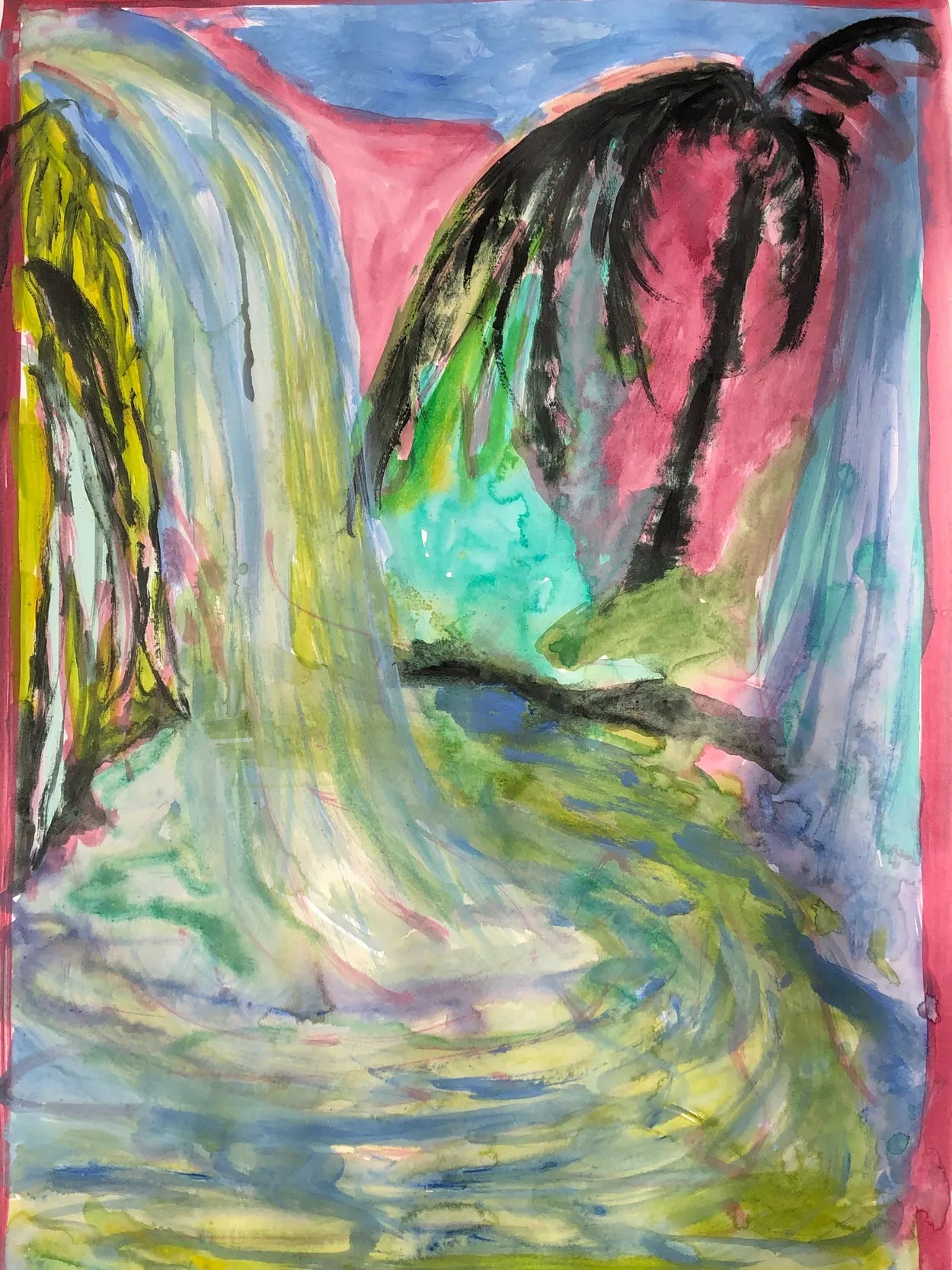 Cascade and Palm by Charlotte Johnston, original painting