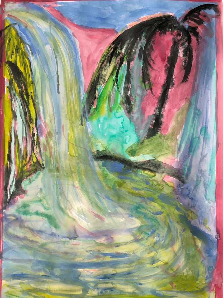 Cascade and Palm by Charlotte Johnston, original painting