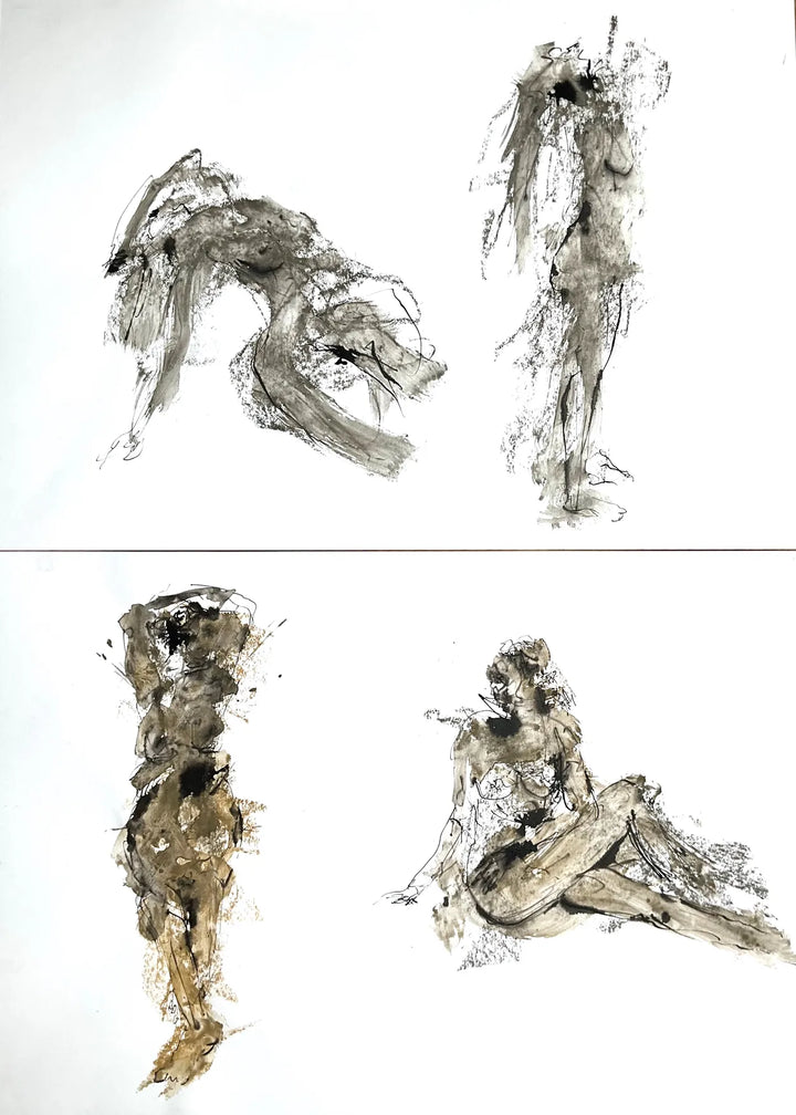 Complementary Figures (2 Drawings Both 56cm X 42cm) by Stephen Todd