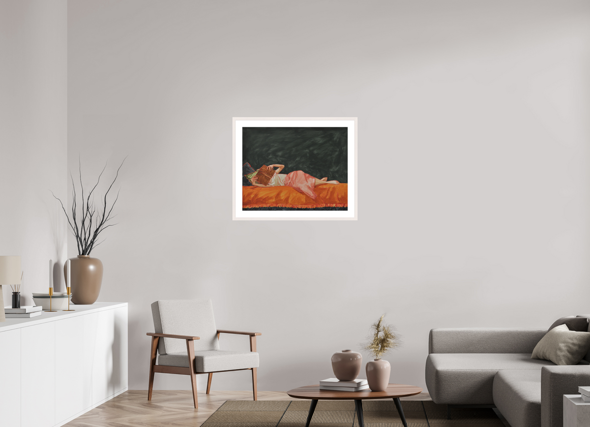 75.2 x 60 cm, PIGMENT FRAMED MAPLE WHITE Pink Skirt