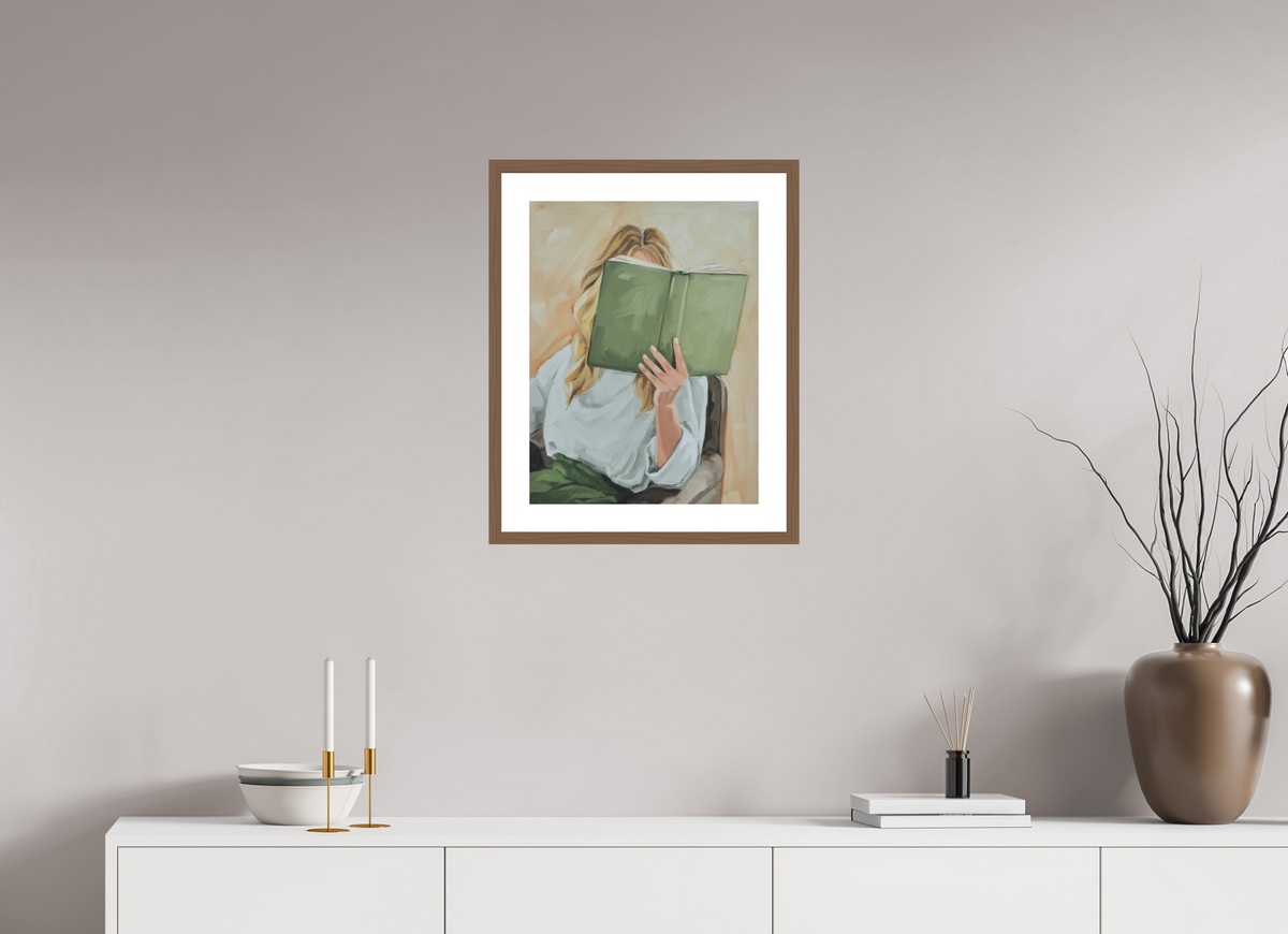 40 x 52.6 cm, PIGMENT FRAMED WALNUT Time to Read