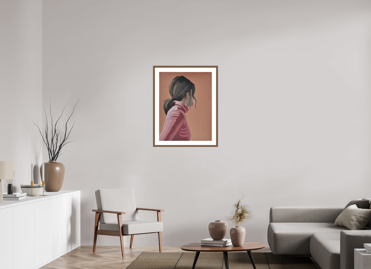 60 x 78.1 cm, PIGMENT FRAMED WALNUT Pink Poloneck
