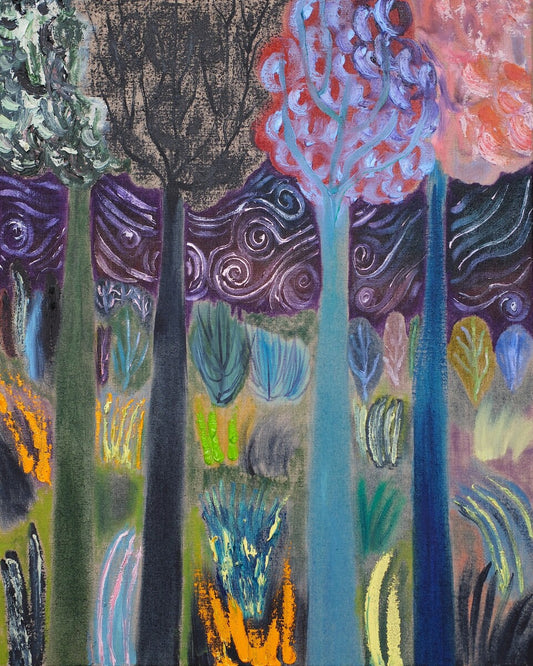Blackbirds Feast At Night by Sian Egan, original painting