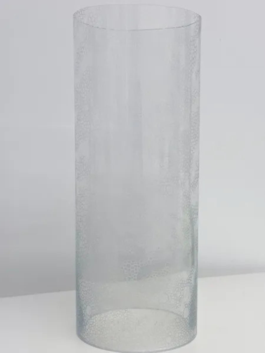 Glass Etching. Glass Blown Cylinder With Hand Etched Circles.