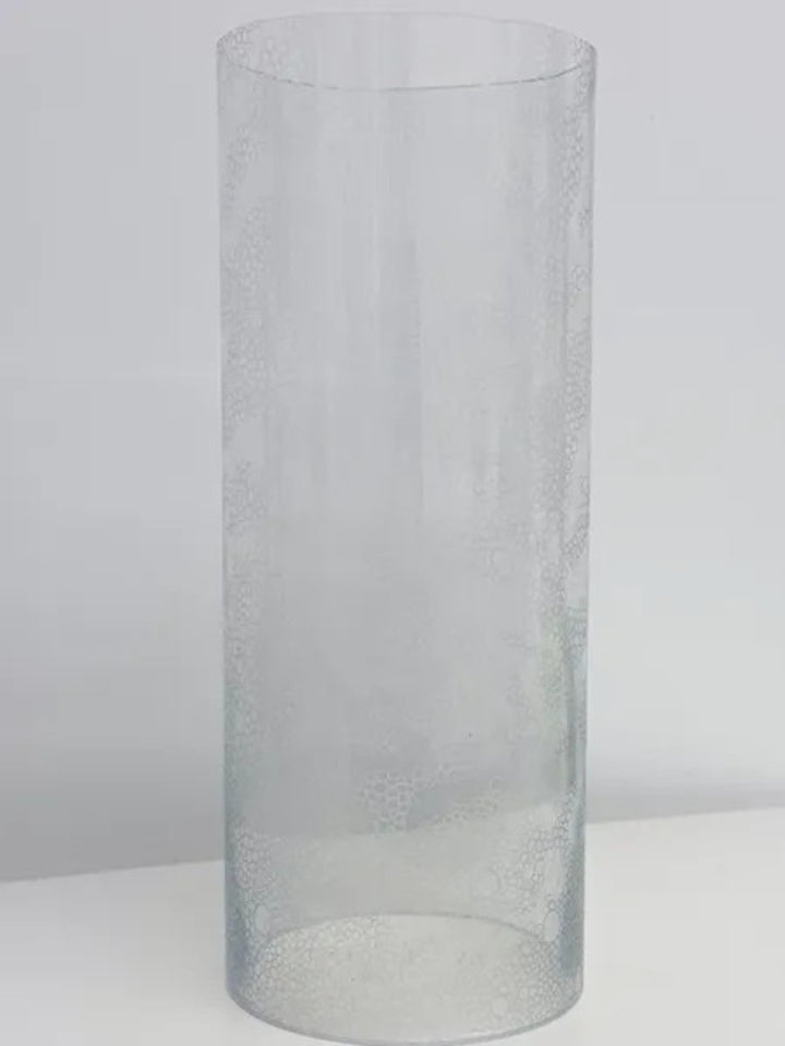 Glass Etching. Glass Blown Cylinder With Hand Etched Circles.