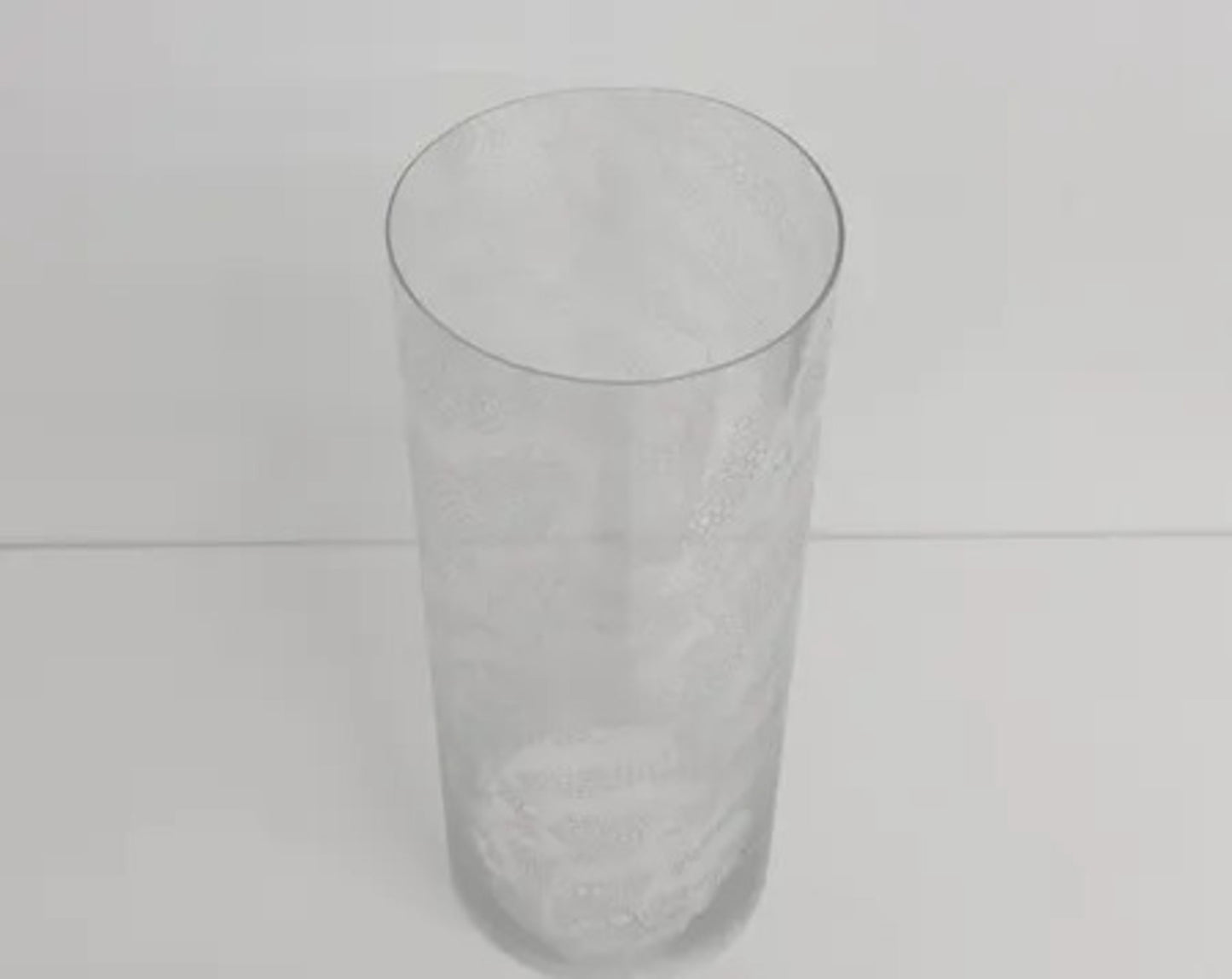 Glass Etching. Glass Blown Cylinder With Hand Etched Circles.