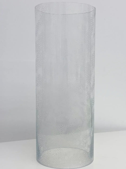 Glass Etching, blown glass cylinder with hand-etched circles by Georgia Boardman, original sculpture