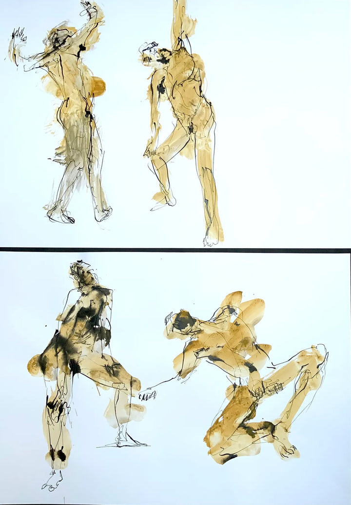 “Hold the Pose” (2 Drawings) by Stephen Todd