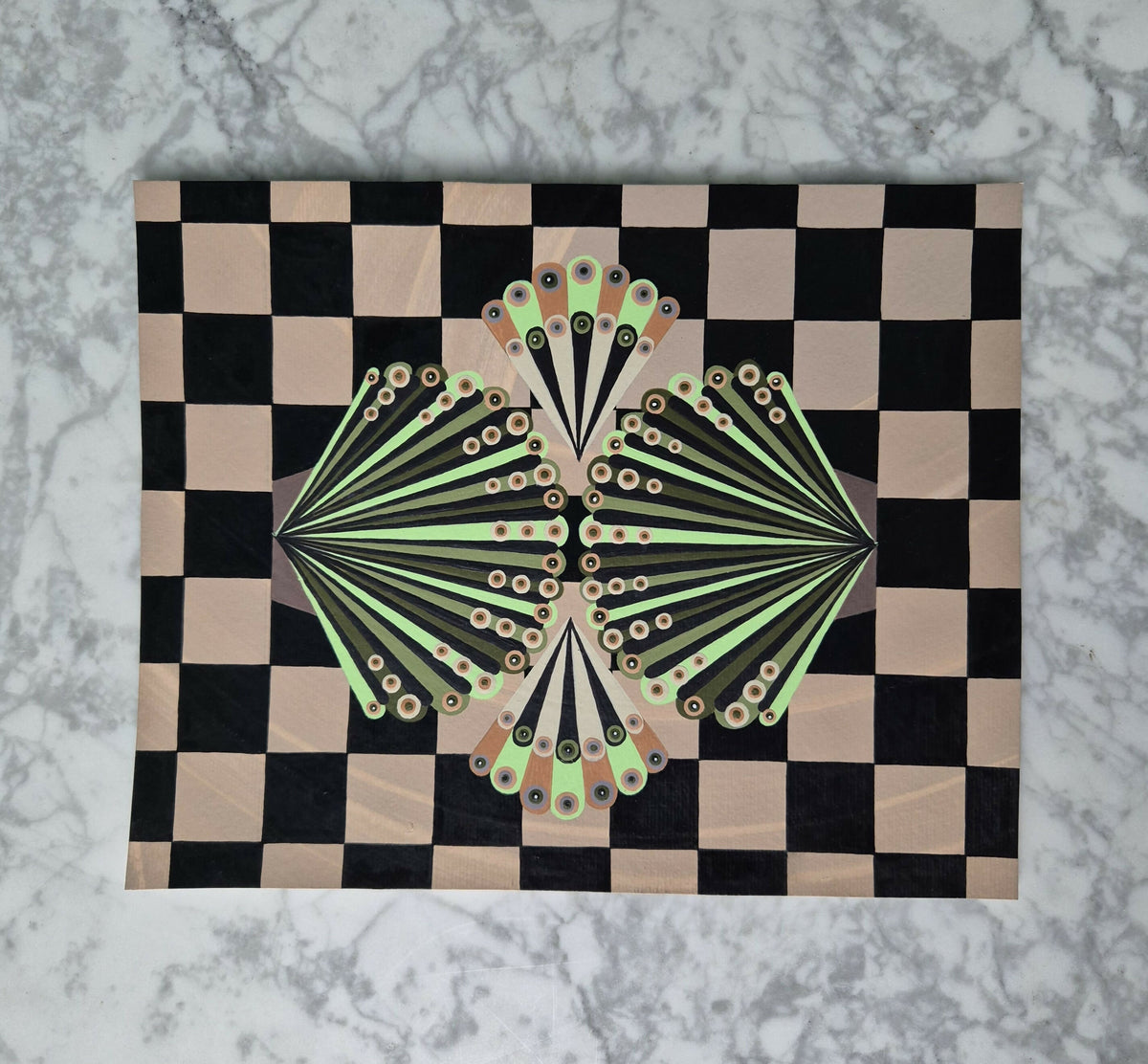 Introverted Duo on checkerboard 4 by Larissa Virdee, original artwork