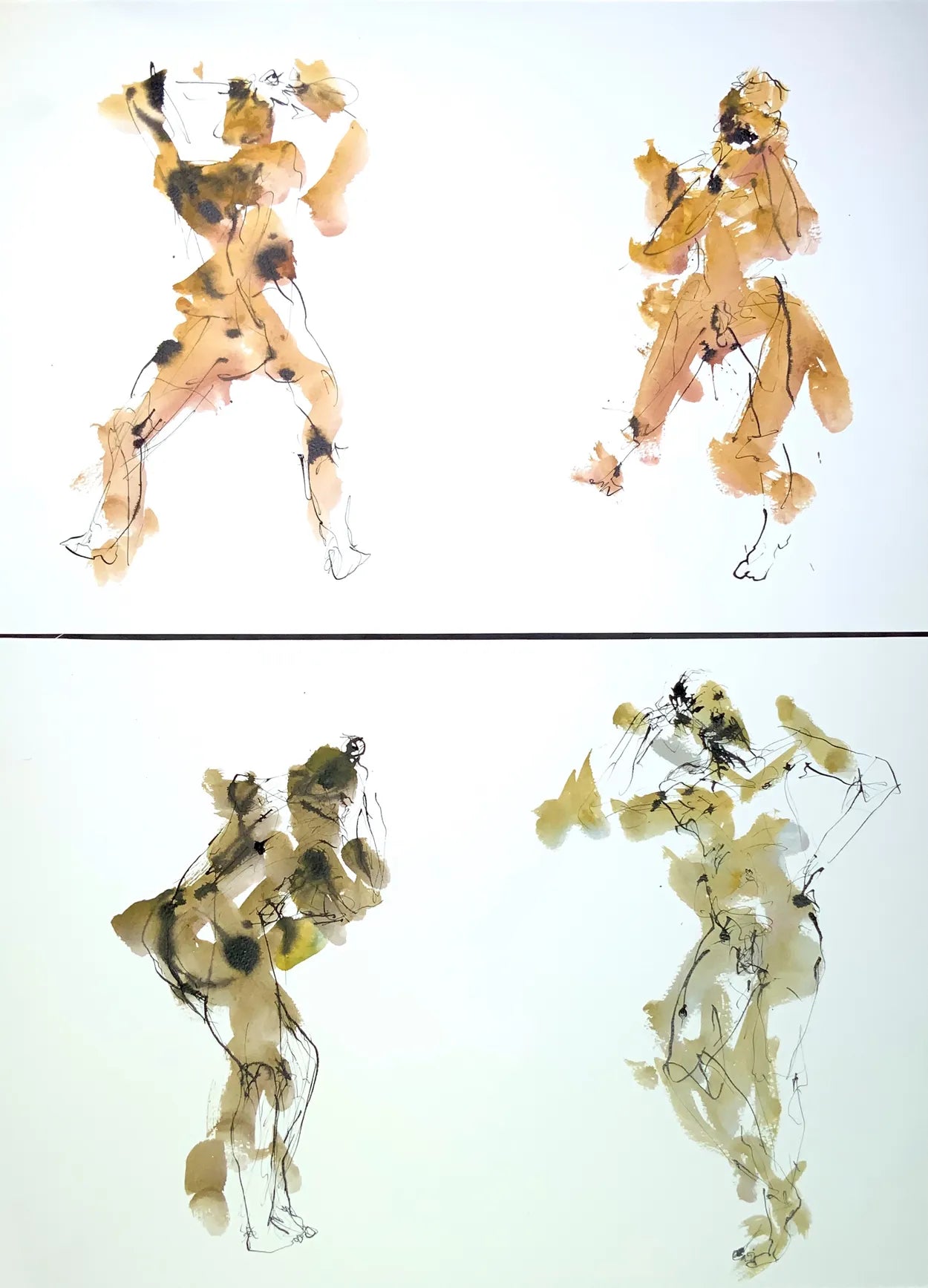 "Restless Figures" (2 Drawings Both @ 55cm X 37cm) by Stephen Todd