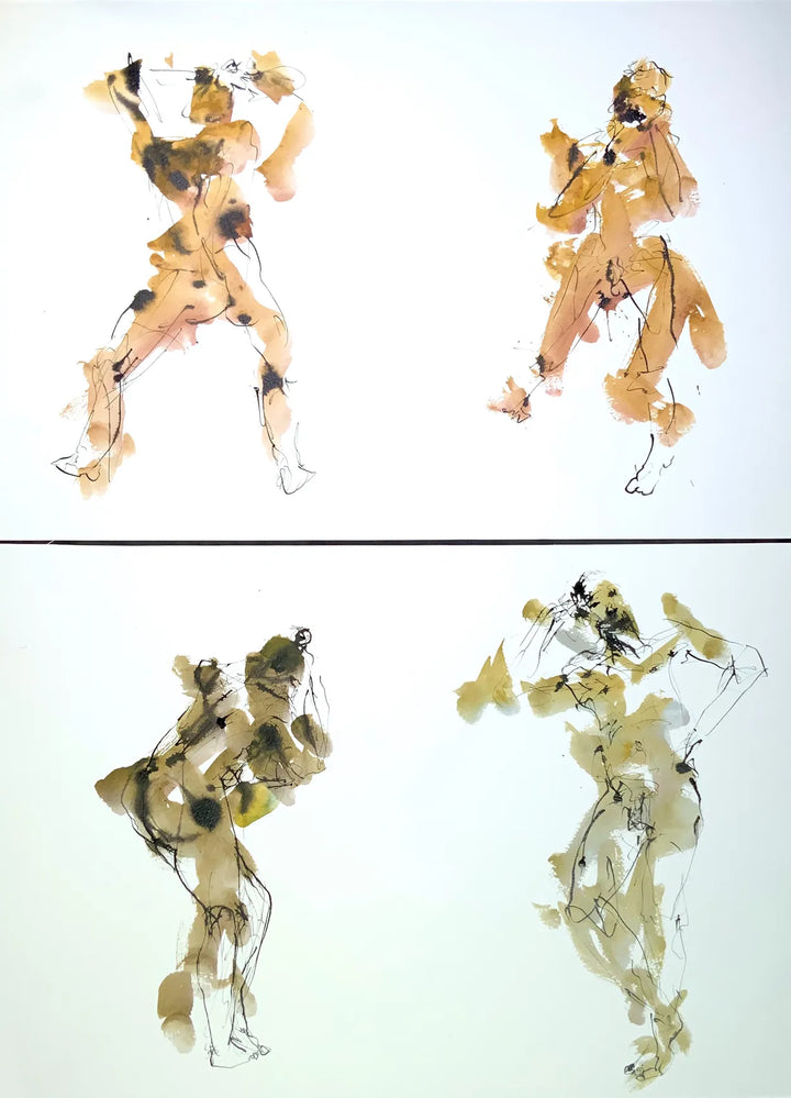 "Restless Figures" (2 Drawings Both @ 55cm X 37cm) by Stephen Todd