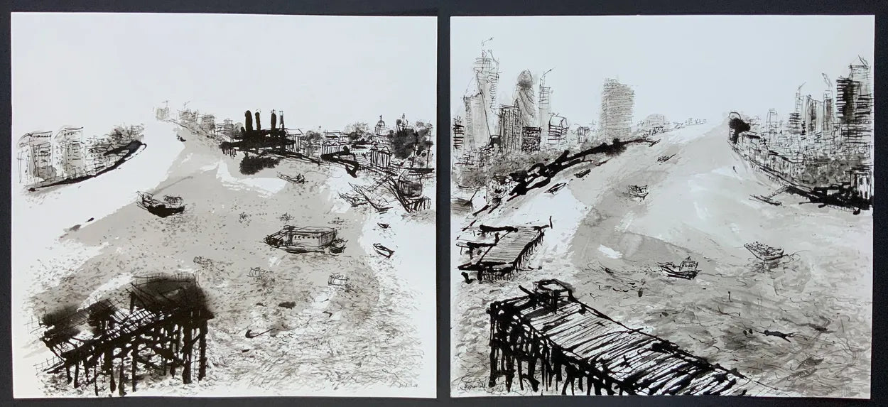 "Uptown" & "Downtown" (from Greenwich - River Thames) by Stephen Todd