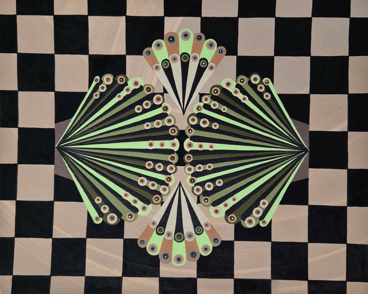 Introverted Duo on checkerboard 4 by Larissa Virdee, original artwork