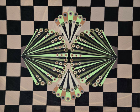 Introverted Duo on checkerboard 4 by Larissa Virdee, original artwork